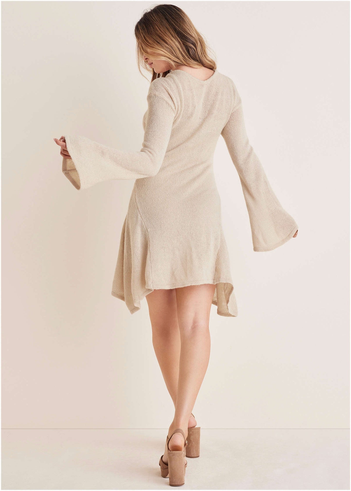 Bell Sleeve Sweater Dress - Oatmeal | Venus Budget Friendly