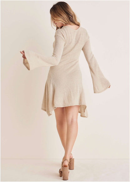 Bell Sleeve Sweater Dress - Oatmeal | Venus Budget Friendly