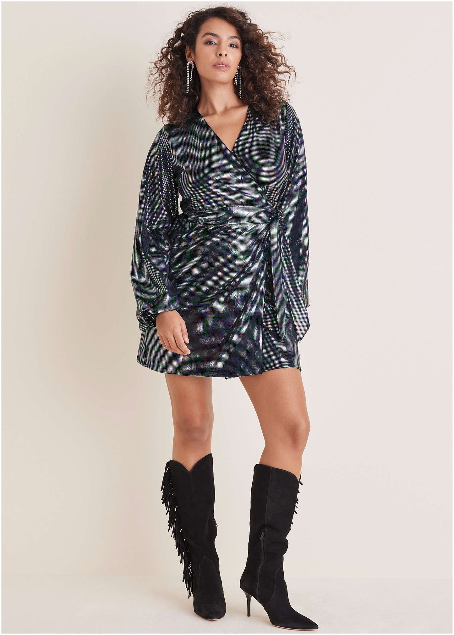 Belted Metallic Mini Dress - Colorful Sequins | Venus Great Deal