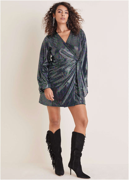 Belted Metallic Mini Dress - Colorful Sequins | Venus Great Deal