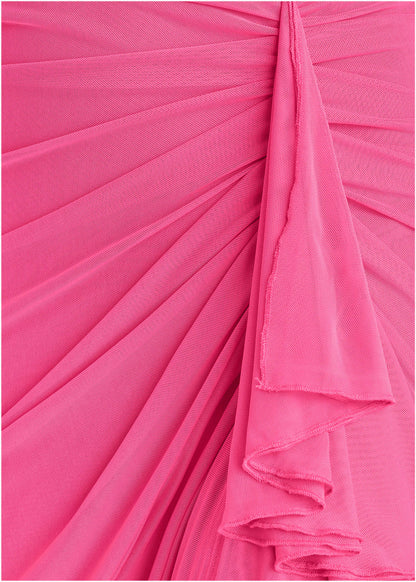 Side Ruffle Mesh Maxi - Pink | Venus Special Offer
