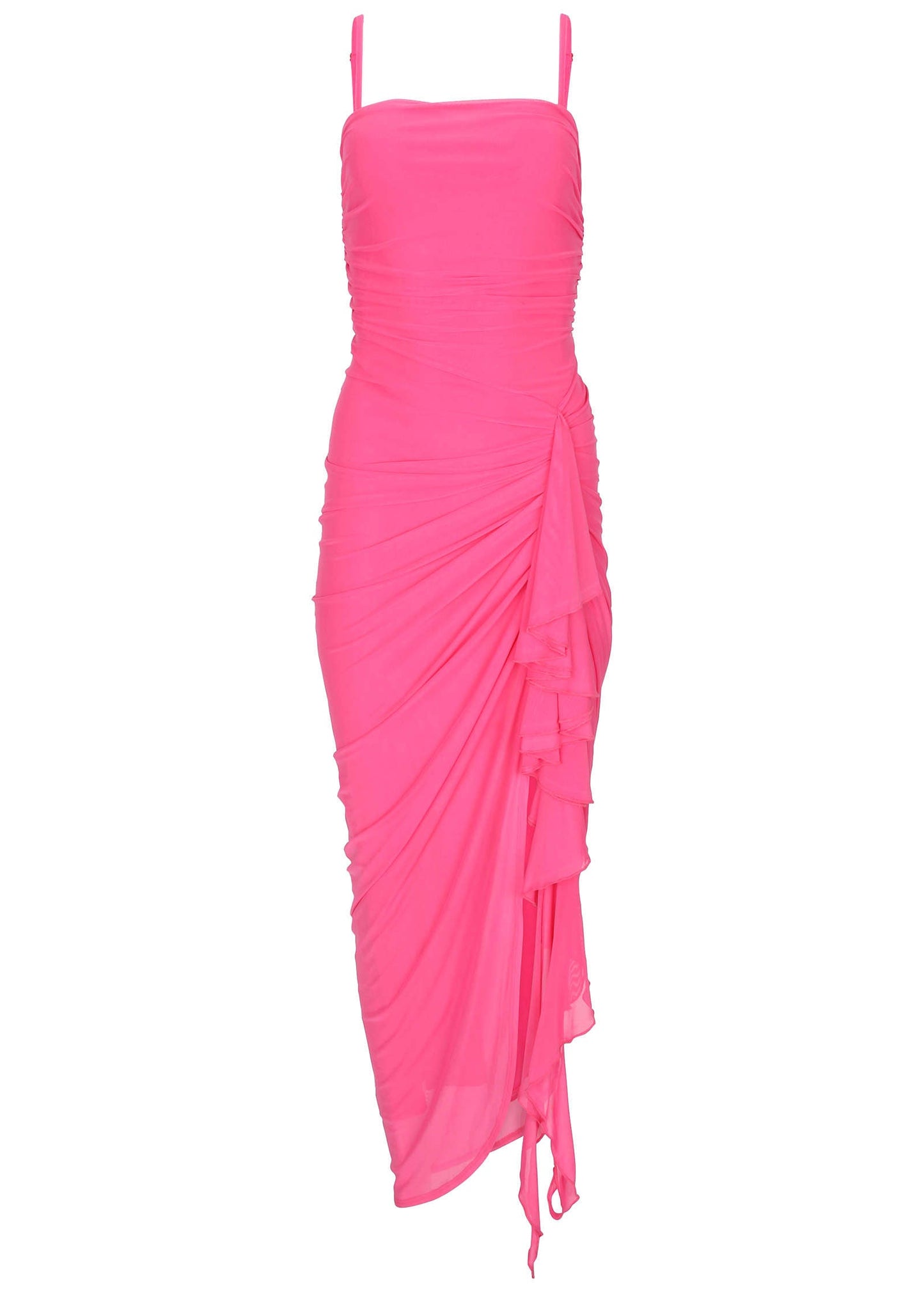 Side Ruffle Mesh Maxi - Pink | Venus Special Offer