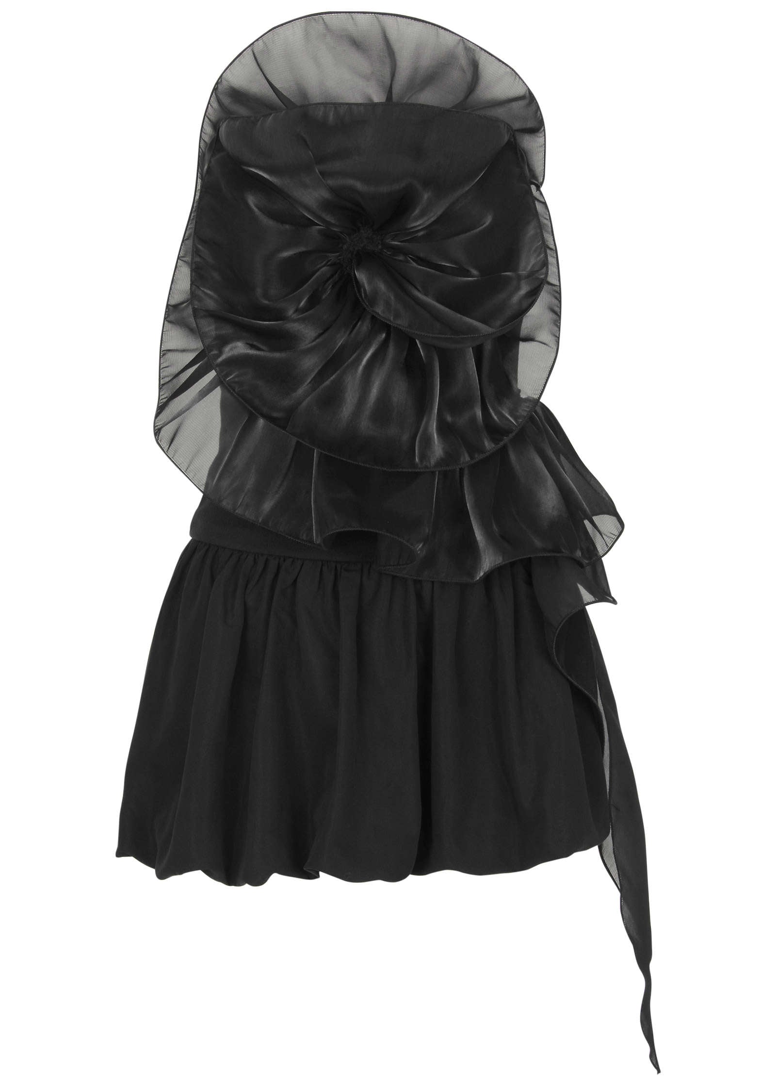 Rosette Bubble Mini Dress - Jet Black | Venus Affordable