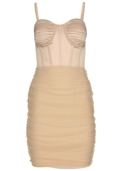 Overlay Bandage Mini Dress - Biscotti | Venus Budget Friendly