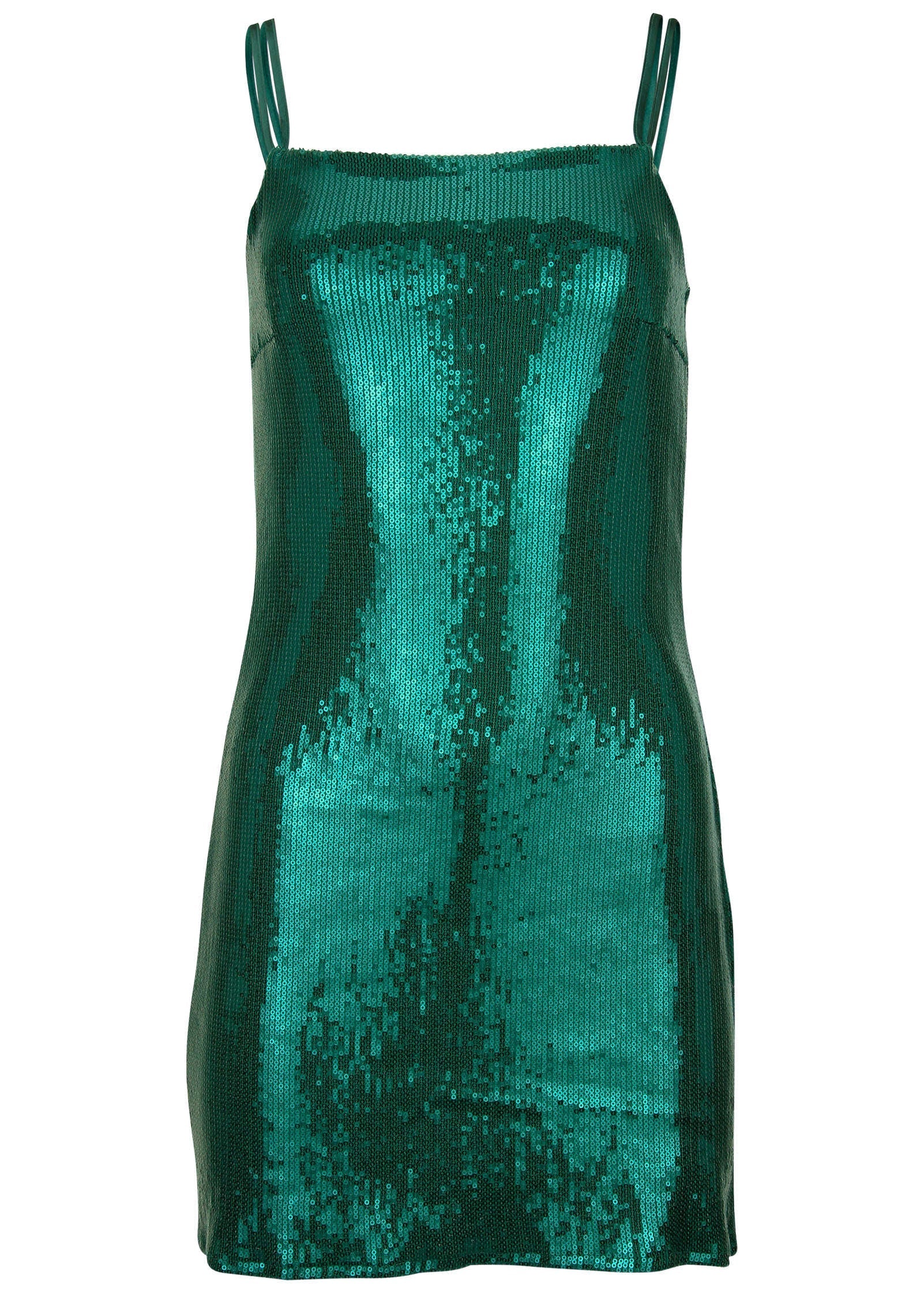 Double Strap Sequin Mini Dress - Aventurine | Venus Great Deal