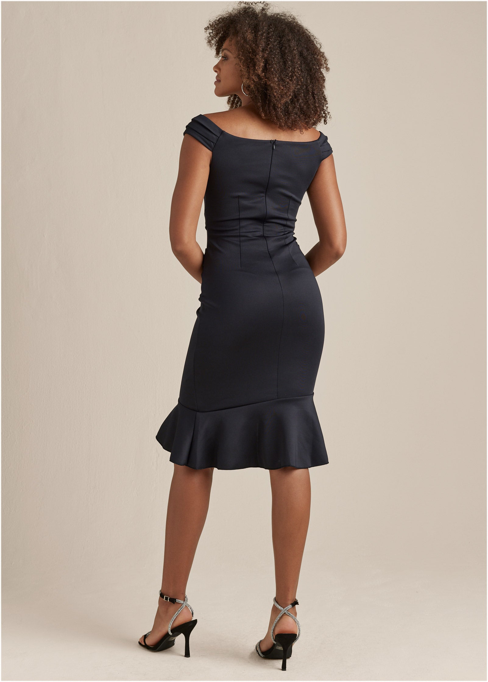 Ruffle Detail Dress - Black | Venus Value