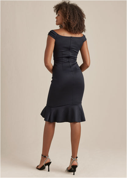 Ruffle Detail Dress - Black | Venus Value