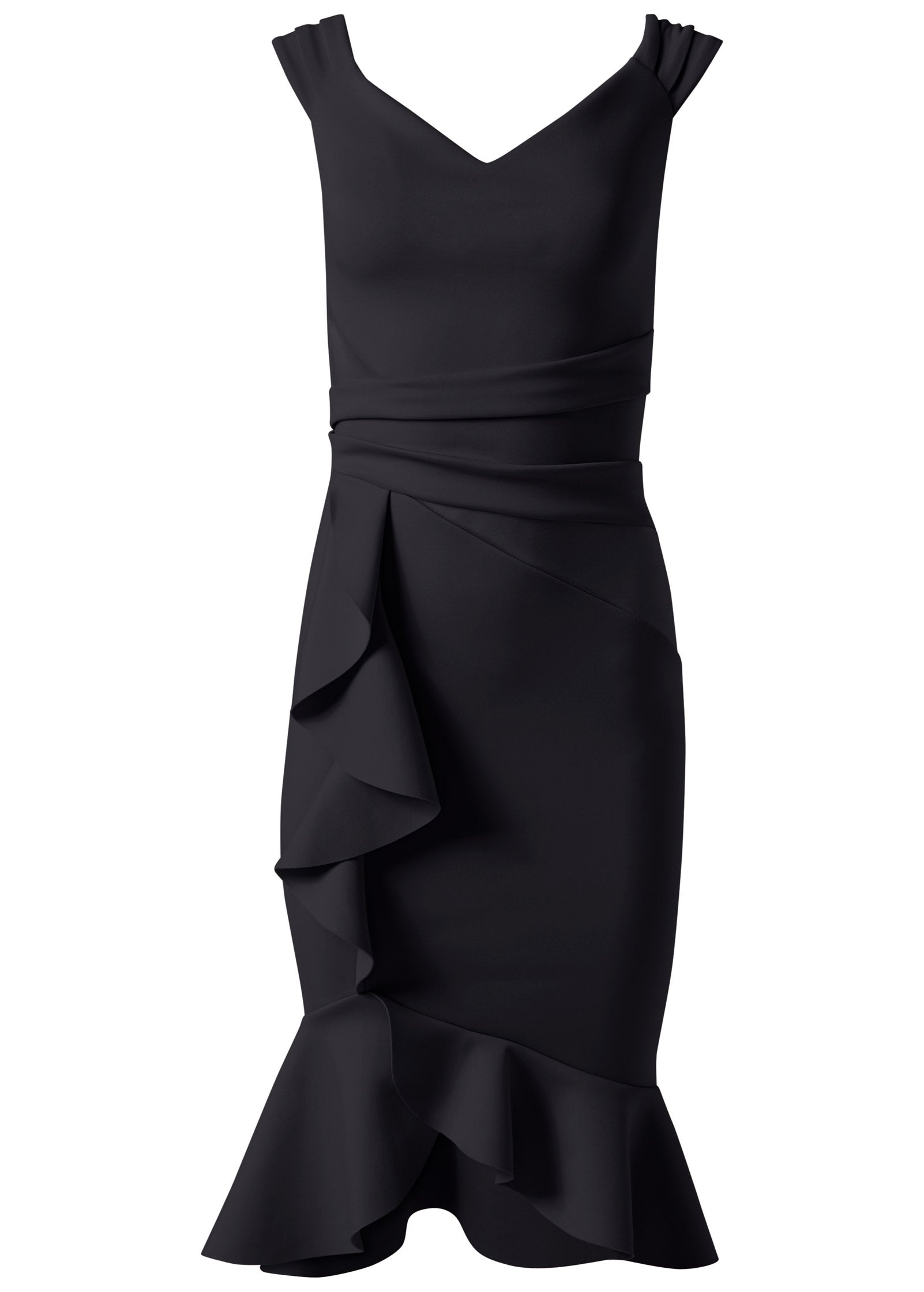 Ruffle Detail Dress - Black | Venus Value