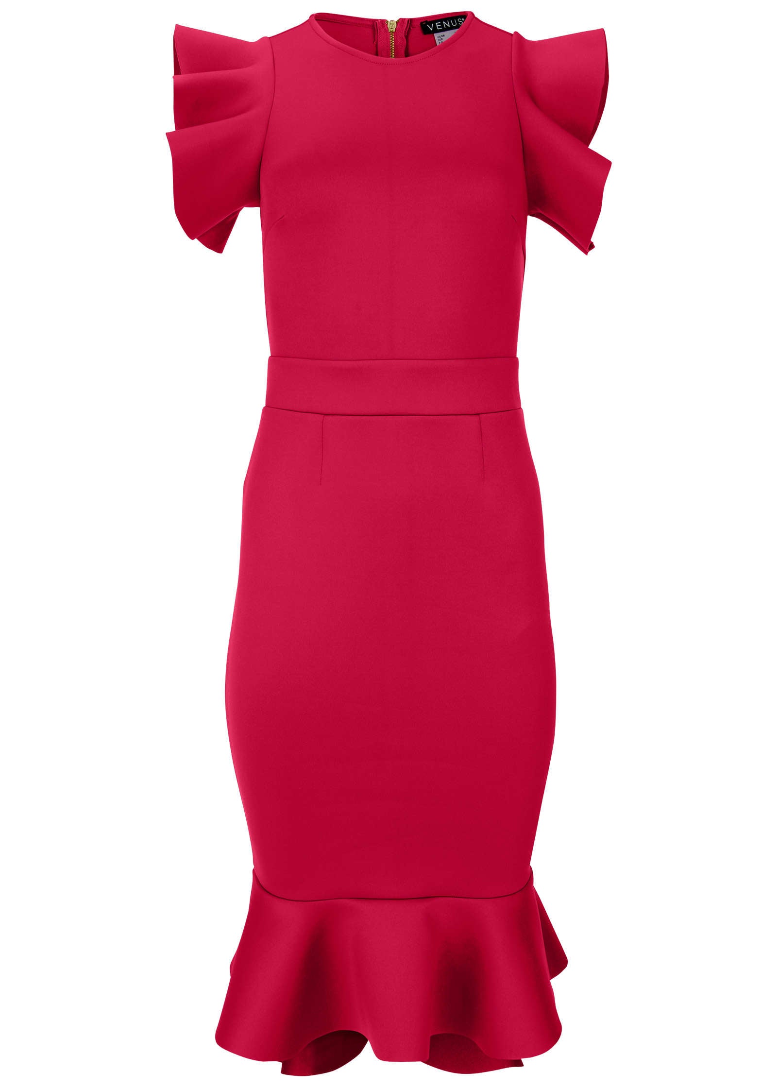 Ruffle Detail Dress - Barberry | Venus Affordable