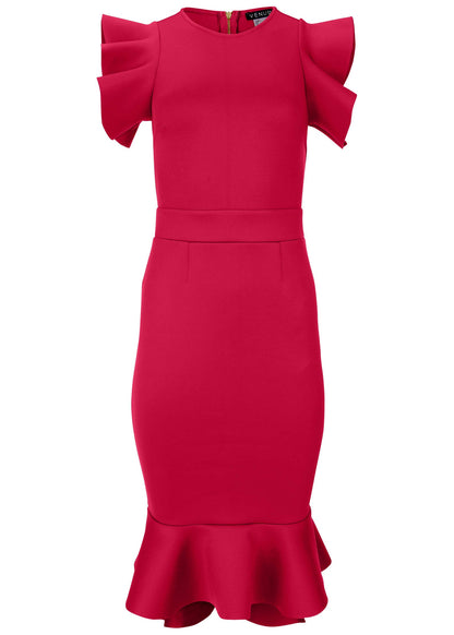 Ruffle Detail Dress - Barberry | Venus Affordable
