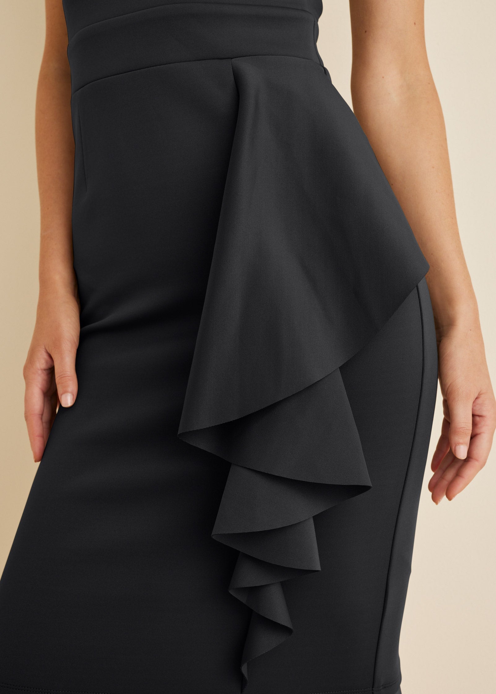 Cutout Ruffle Dress - Black | Venus Budget Friendly