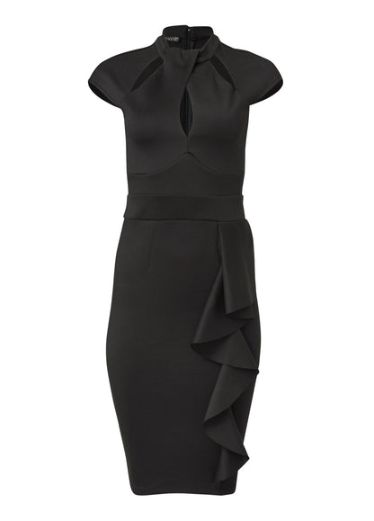 Cutout Ruffle Dress - Black | Venus Budget Friendly