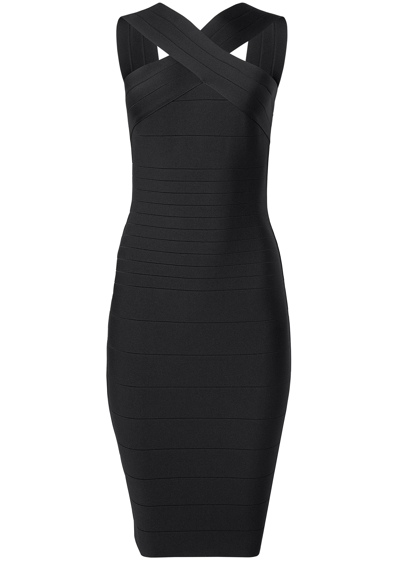 Cross-Neck Bandage Dress - Jet Black | Venus Great Deal