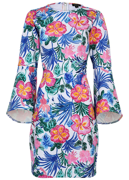 Bell Sleeve Scuba Dress - Botanical Garden | Venus Best Seller