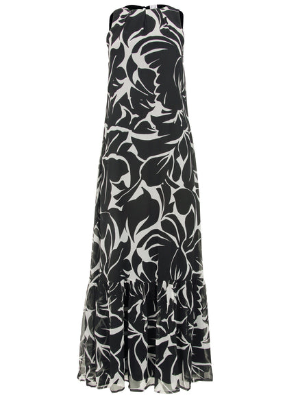 Ruffle Hem Maxi Dress - Woodcut Botanical | Venus Customer Favorite