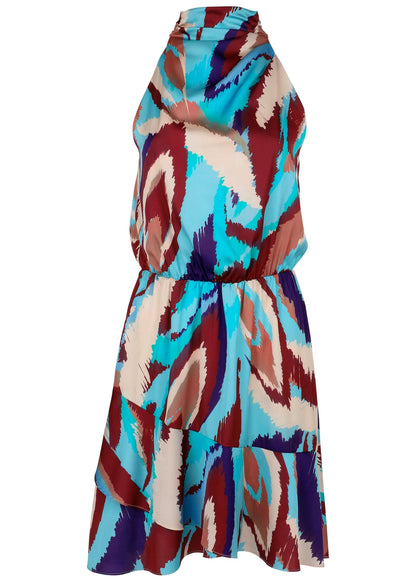 Printed Halter Mini Dress - Ikat Flowers | Venus Sale