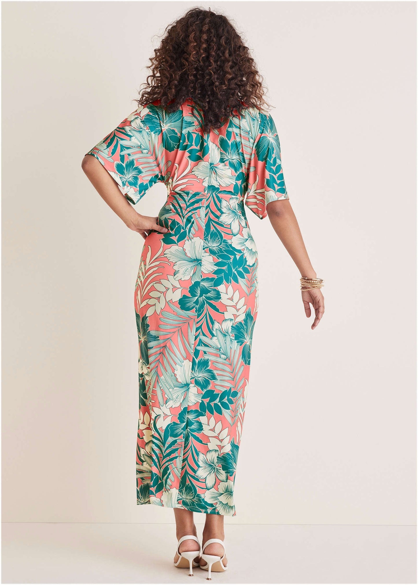 Twist Front Maxi Dress - Tropicana Peach Floral | Venus Great Deal