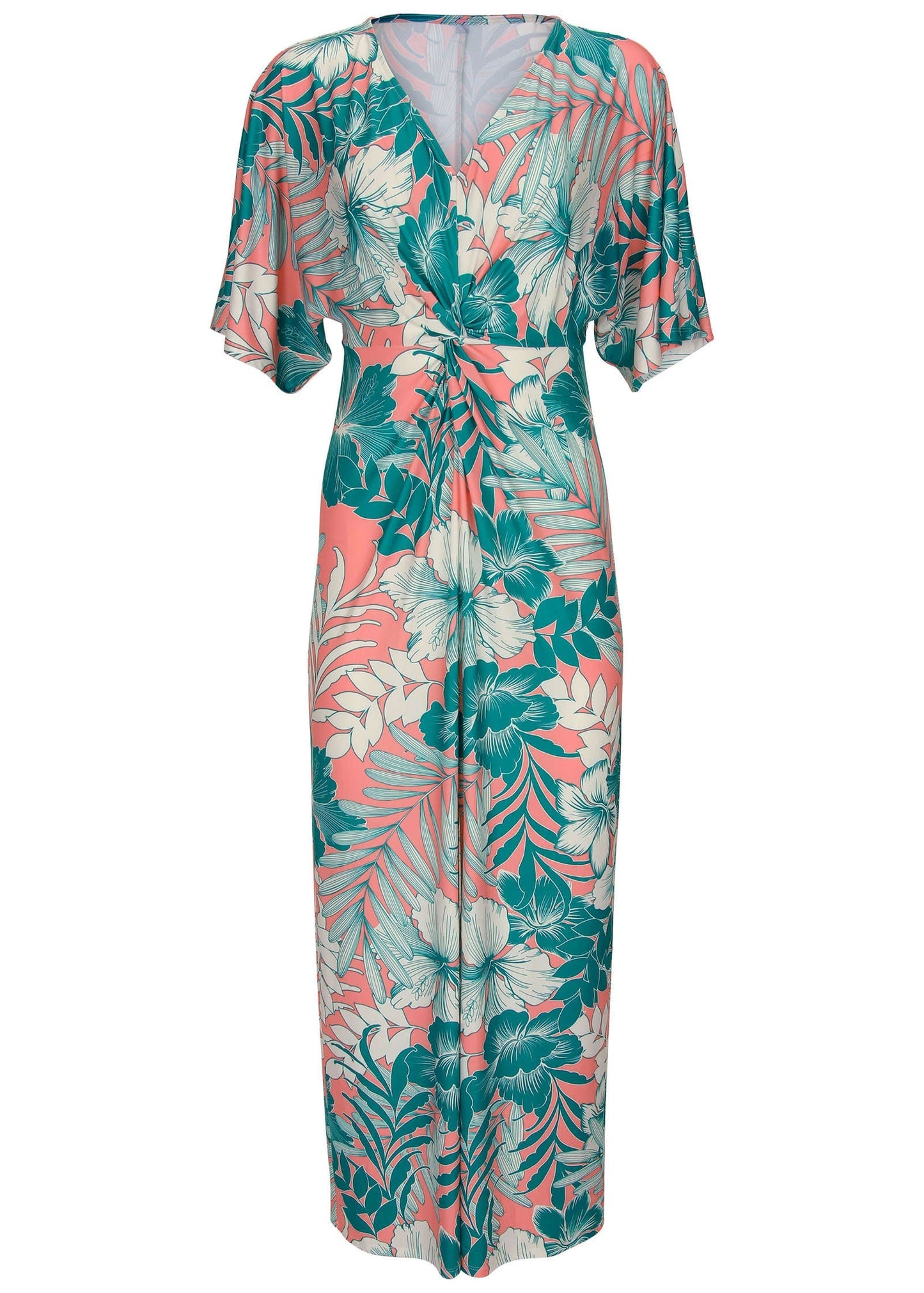 Twist Front Maxi Dress - Tropicana Peach Floral | Venus Great Deal