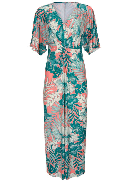 Twist Front Maxi Dress - Tropicana Peach Floral | Venus Great Deal