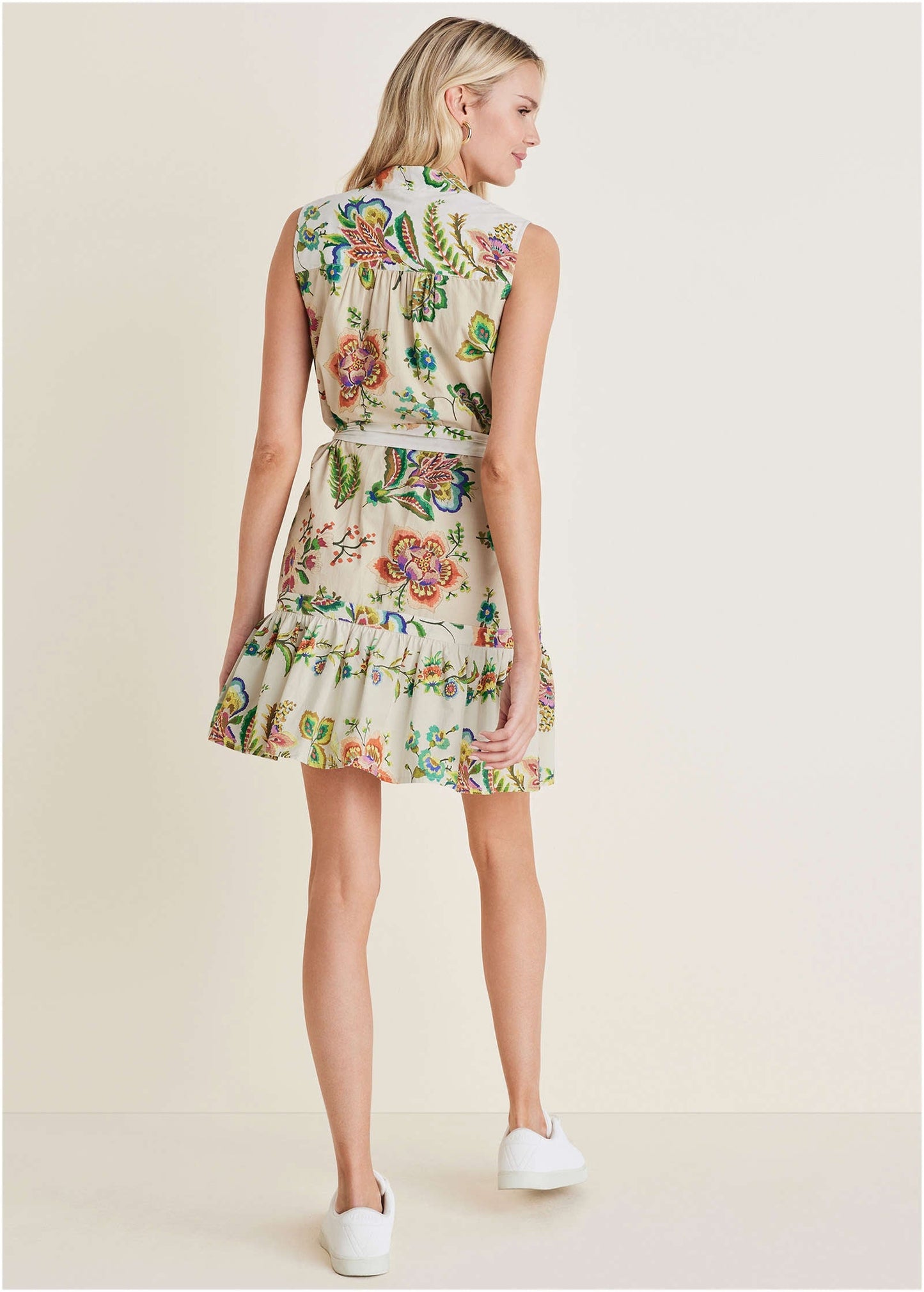 Ruffle Hem Shirt Dress - Allover Needlework Floral | Venus Special Offer