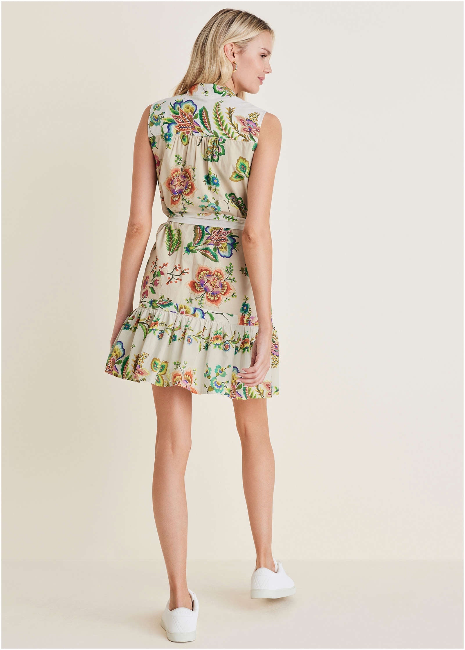 Ruffle Hem Shirt Dress - Allover Needlework Floral | Venus Special Offer