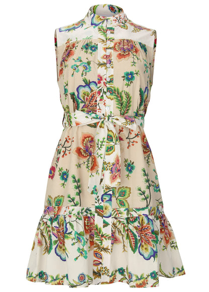 Ruffle Hem Shirt Dress - Allover Needlework Floral | Venus Special Offer