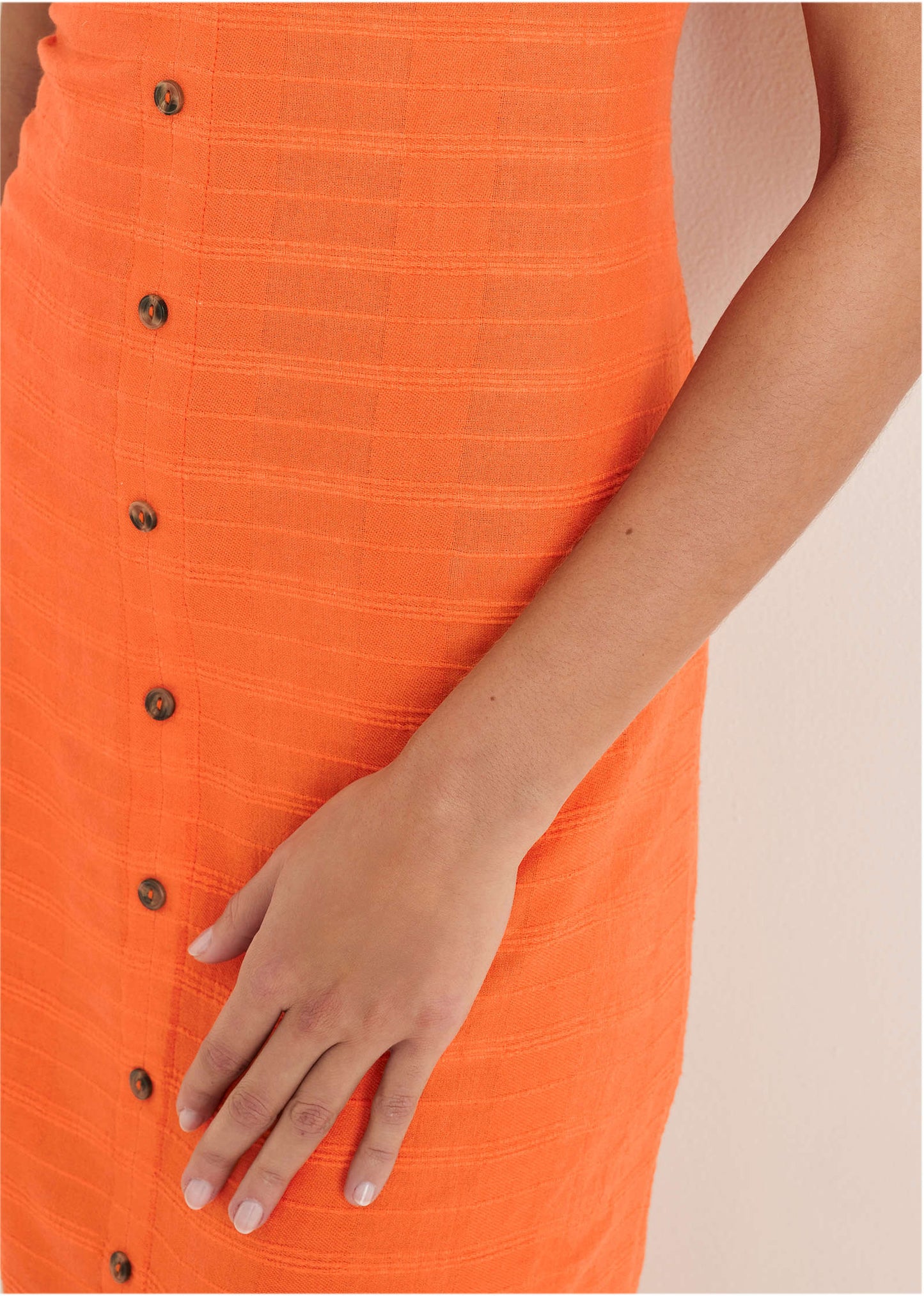 Linen Midi Dress - Orange | Venus Featured