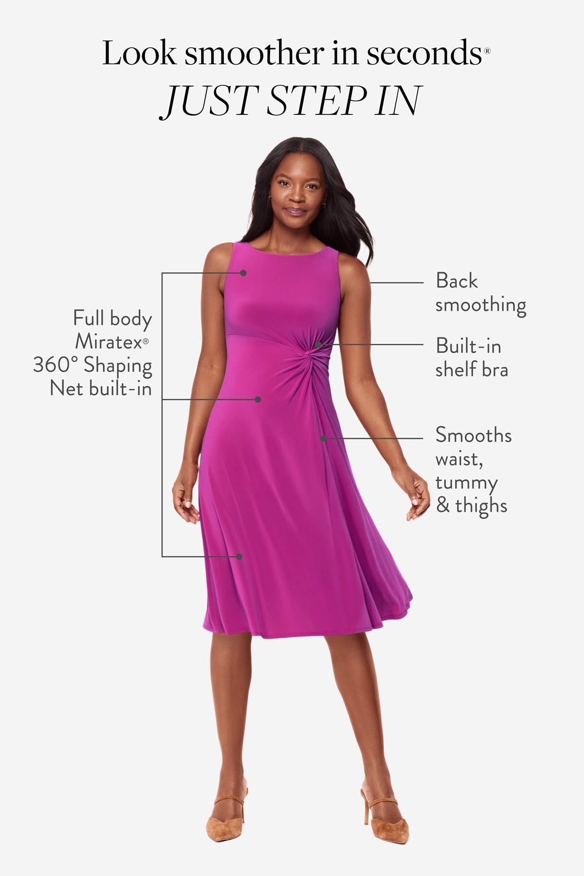 Remi Fit & Flair Shaping Dress in Framboise | Venus Best Seller