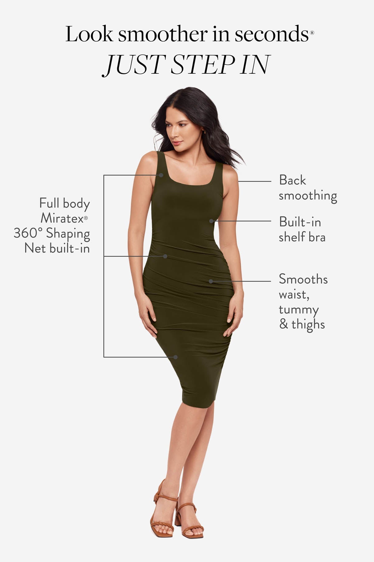 Suki Shaping Dress in Nori | Venus Cost Saving