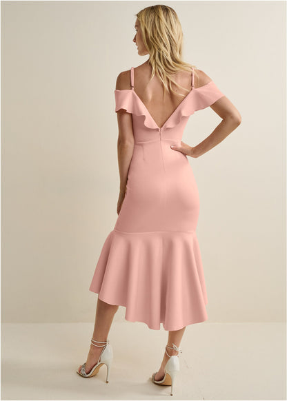 Ruffle Midi Dress - Blush | Venus Budget Friendly