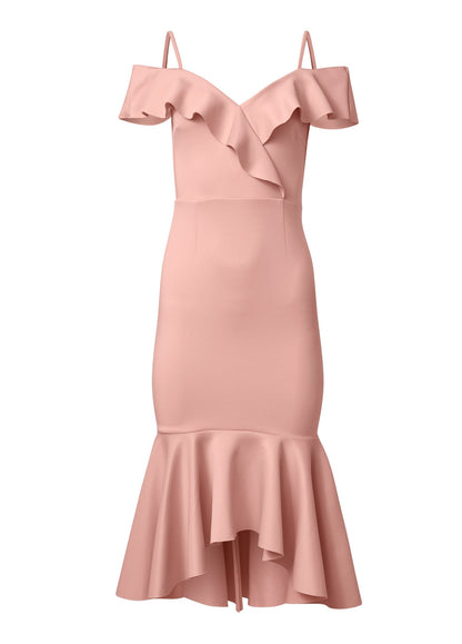 Ruffle Midi Dress - Blush | Venus Budget Friendly