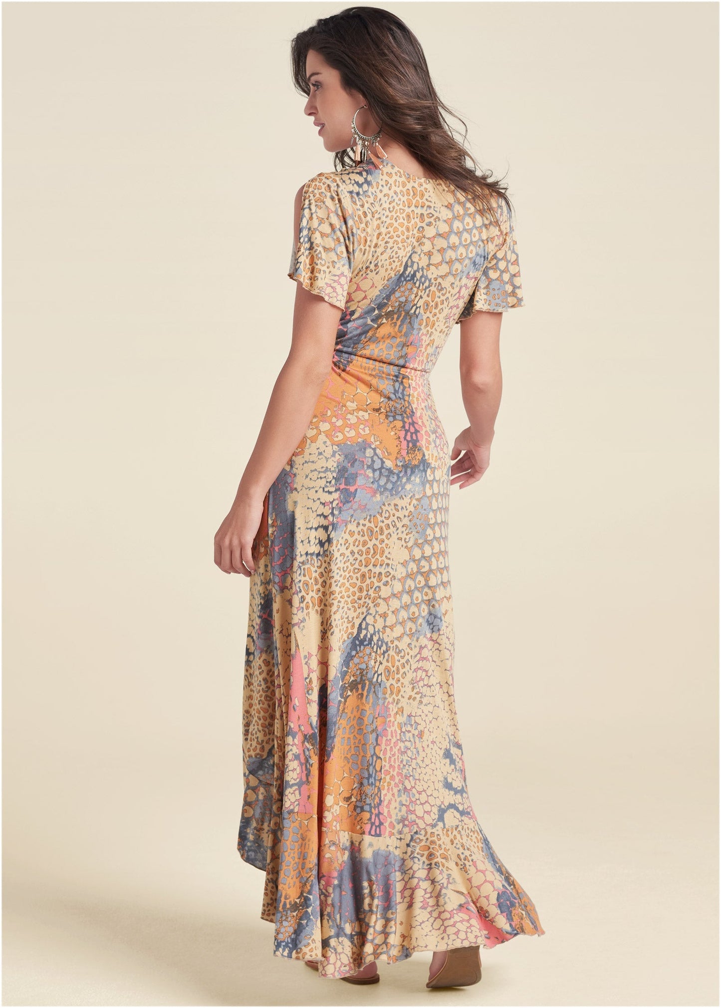 Wrap Maxi Dress - Orange Multi | Venus Great Deal