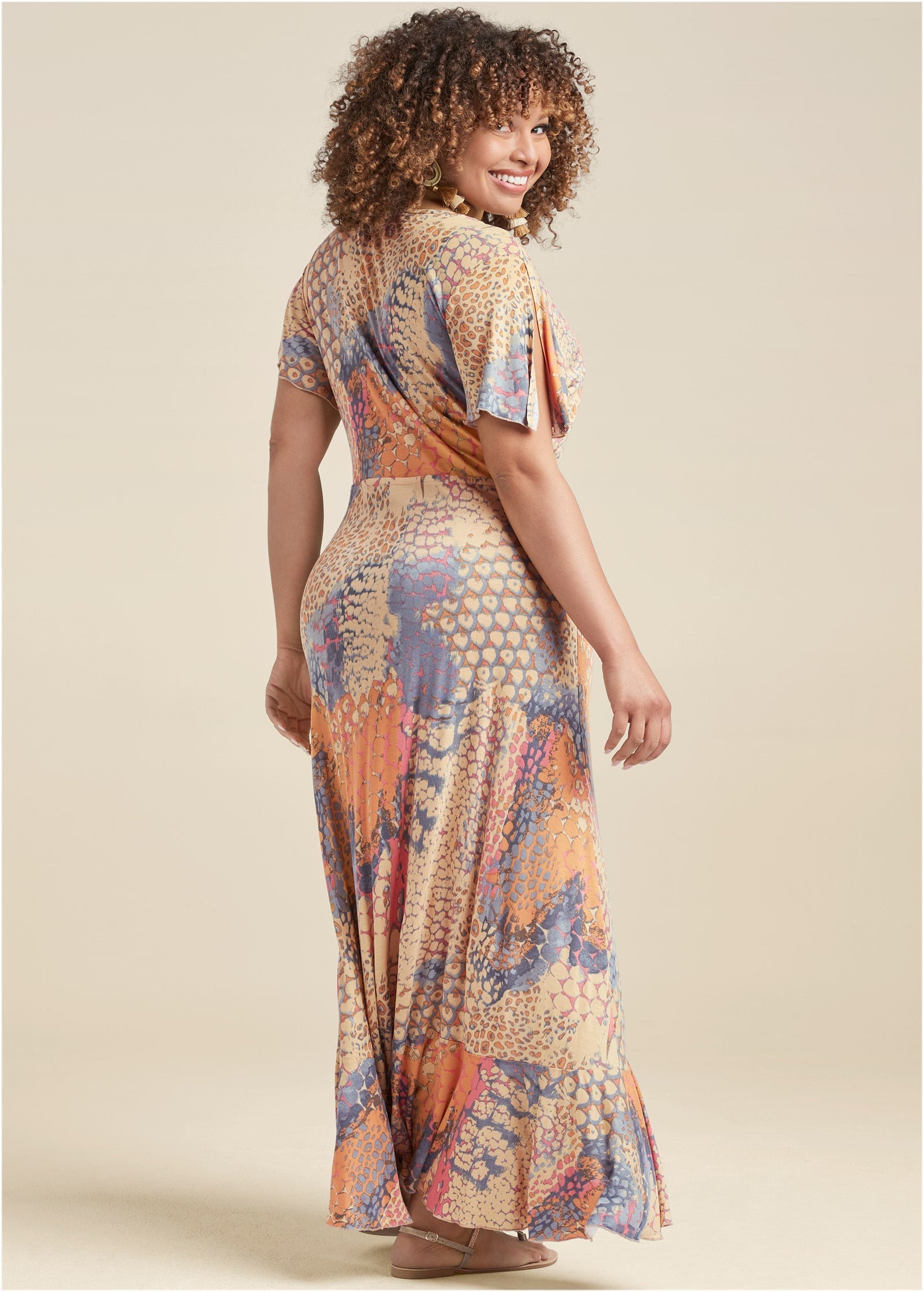 Wrap Maxi Dress - Orange Multi | Venus Great Deal
