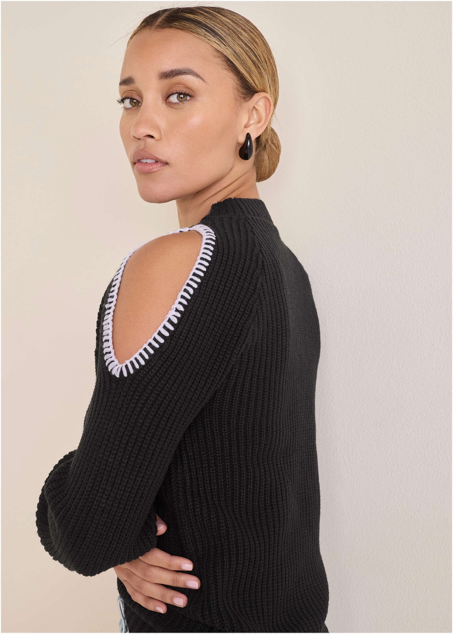 Cold Shoulder Sweater - Jet Black | Venus Customer Favorite
