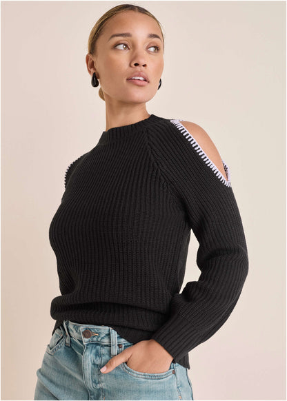 Cold Shoulder Sweater - Jet Black | Venus Customer Favorite