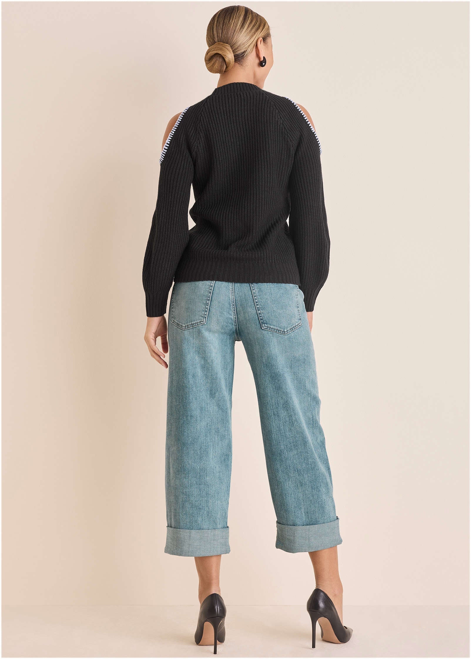 Cold Shoulder Sweater - Jet Black | Venus Customer Favorite