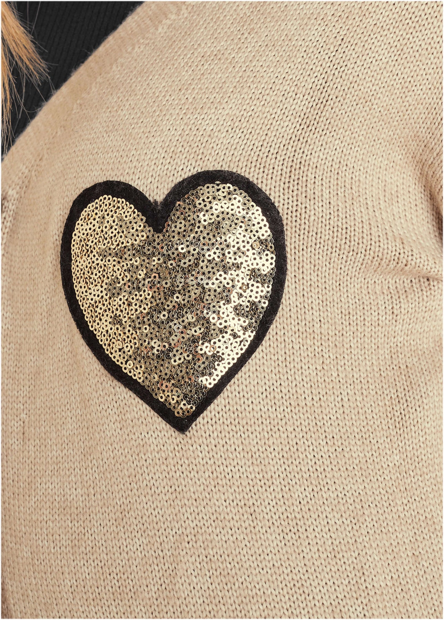 Sequin Heart Cardigan - Oatmeal Multi | Venus Limited Edition