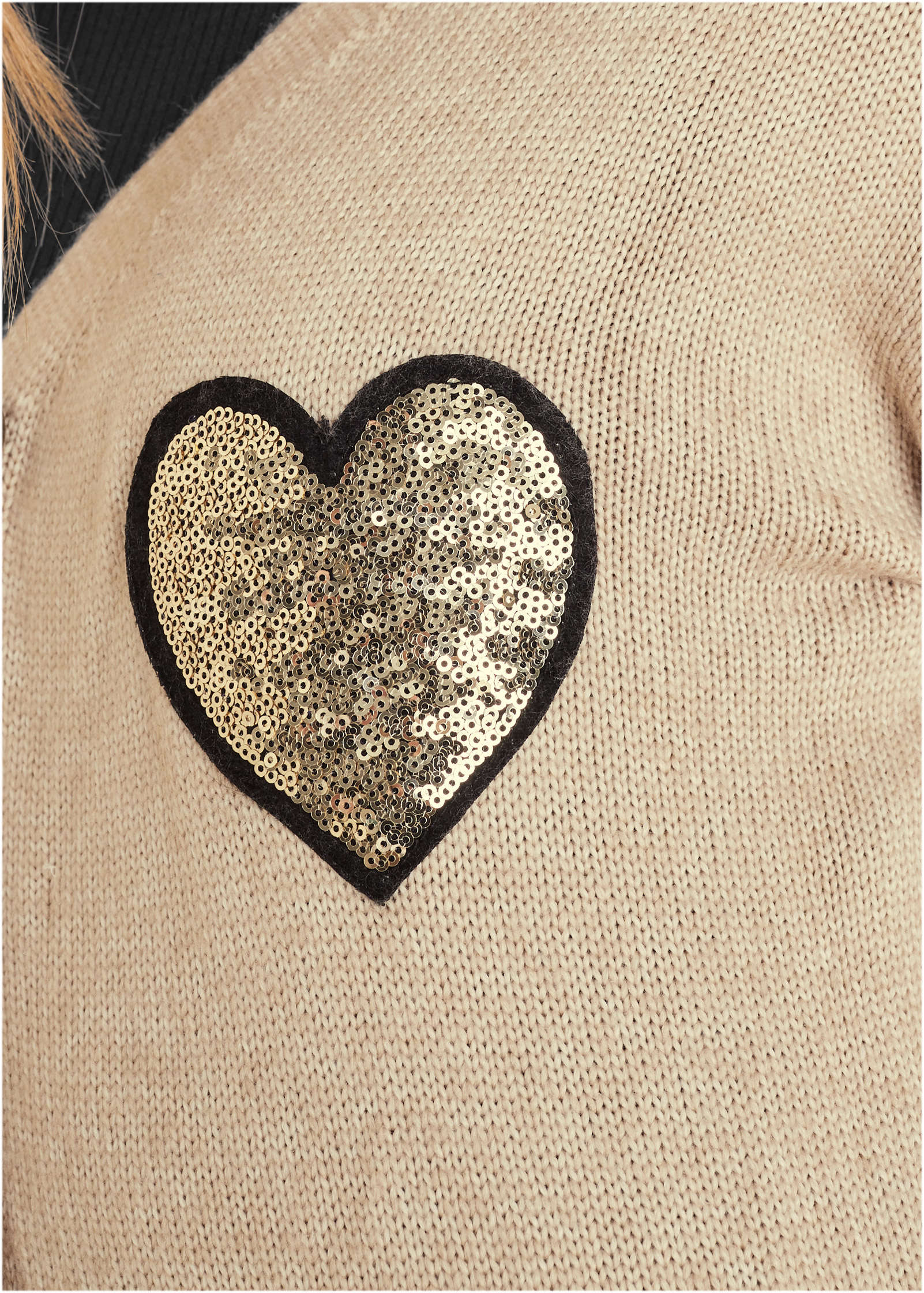 Sequin Heart Cardigan - Oatmeal Multi | Venus Limited Edition