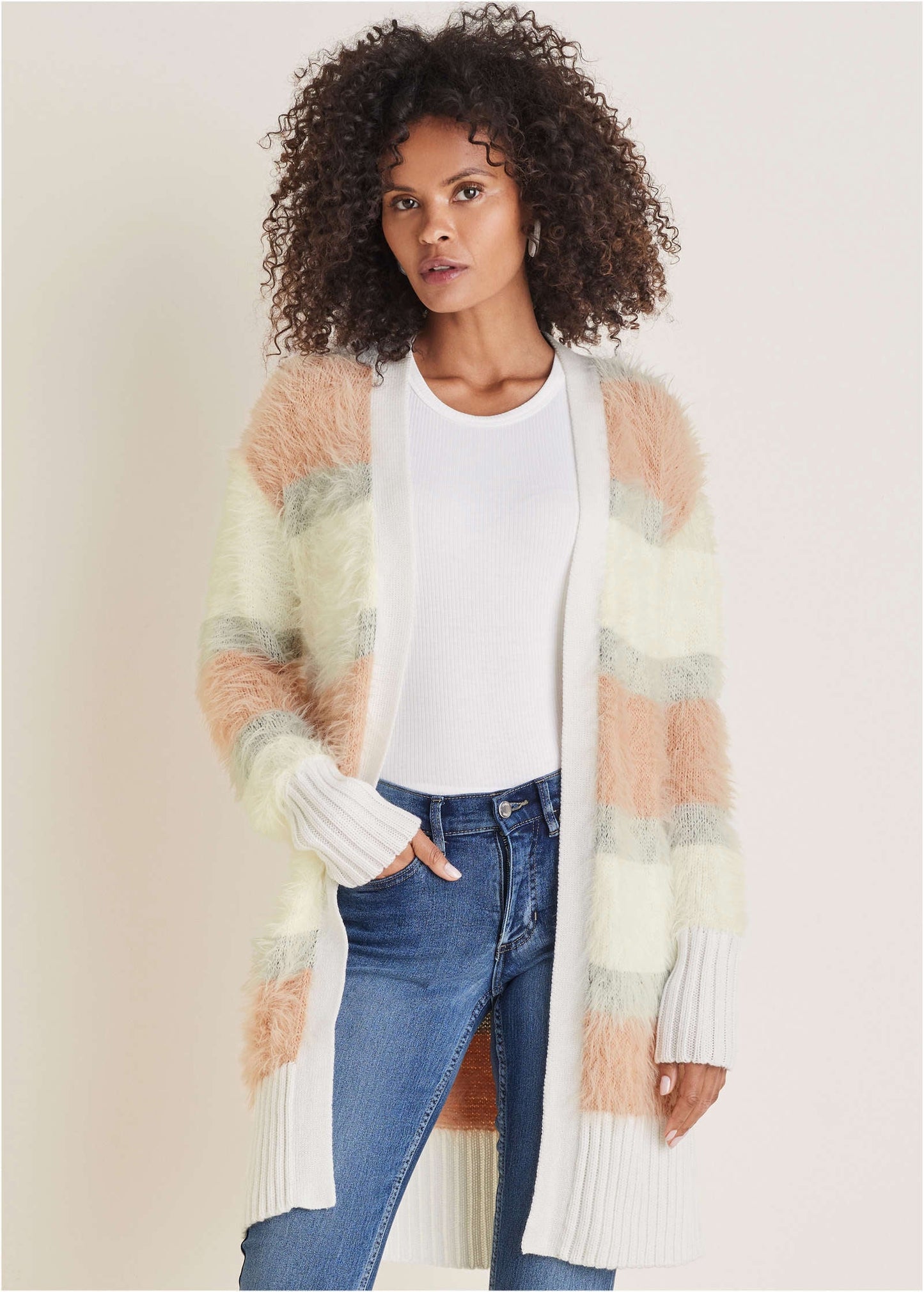 Eyelash Cardigan - White Multi | Venus Sale