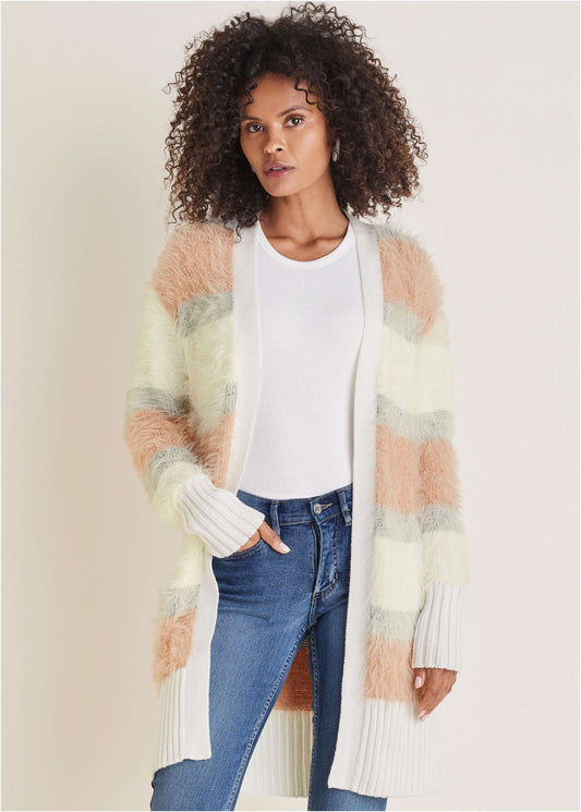 Eyelash Cardigan - White Multi | Venus Sale