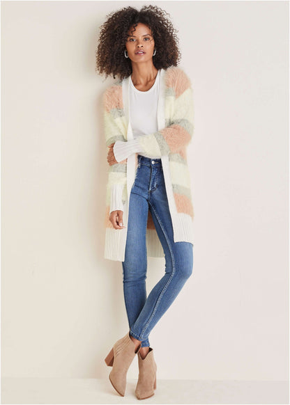 Eyelash Cardigan - White Multi | Venus Sale