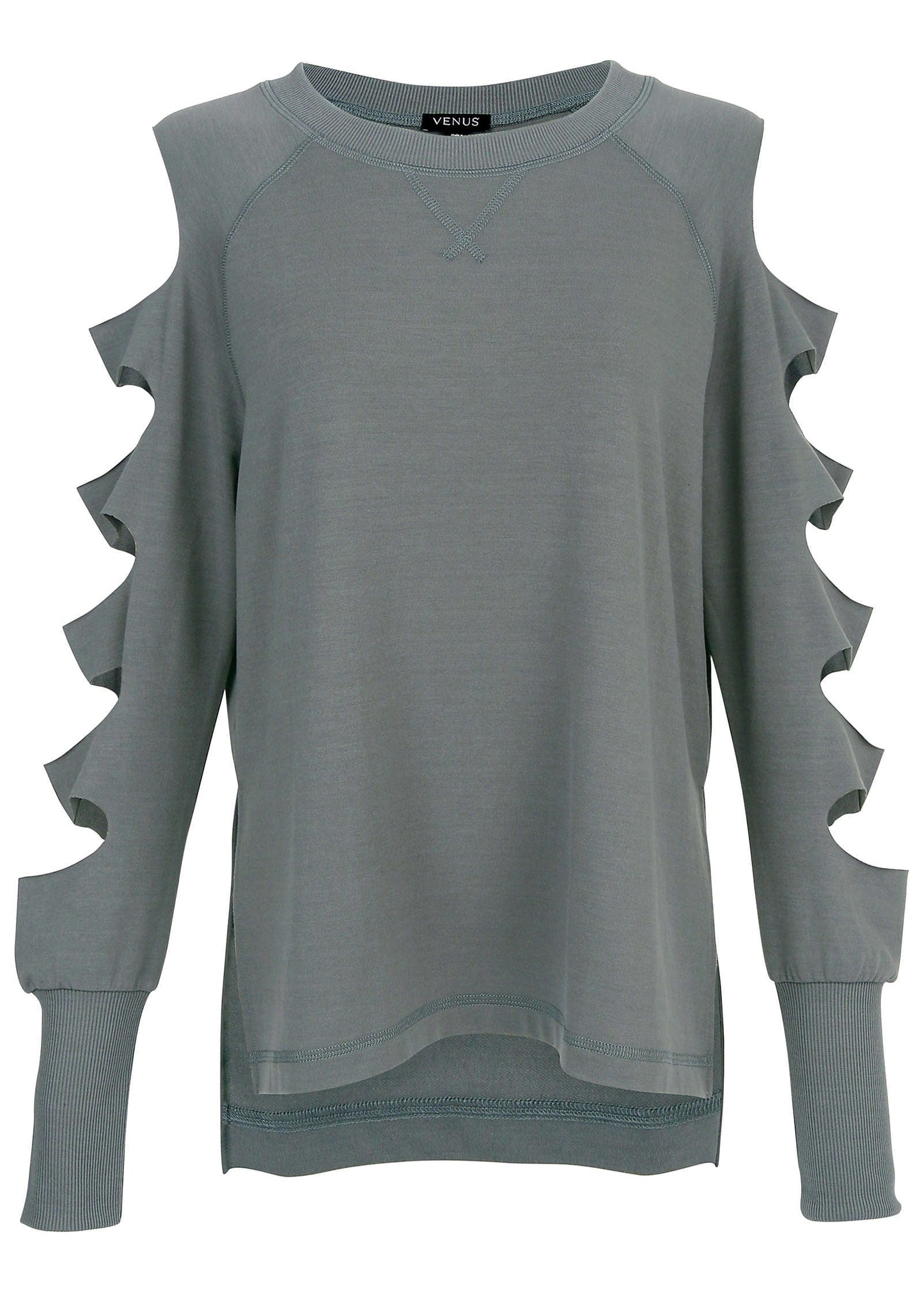 Cutout Sleeve Sweatshirt - Seafog | Venus Value