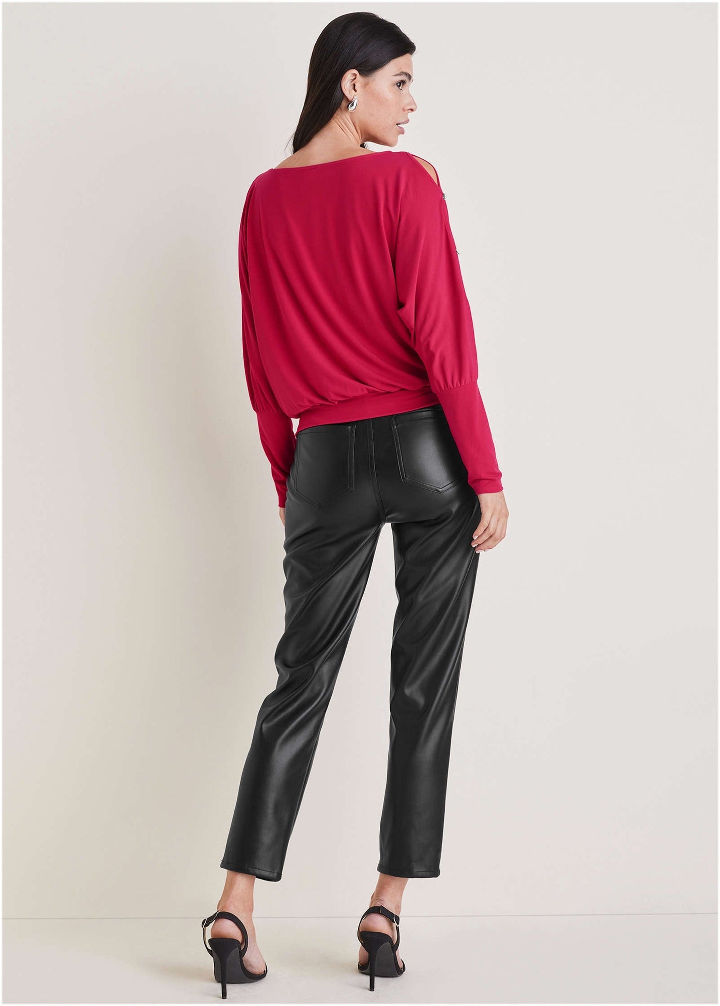 Bling Cold-Shoulder Blouse - Barberry | Venus Affordable