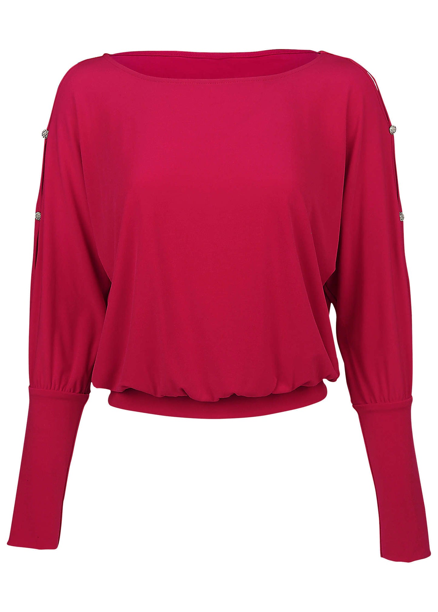 Bling Cold-Shoulder Blouse - Barberry | Venus Affordable