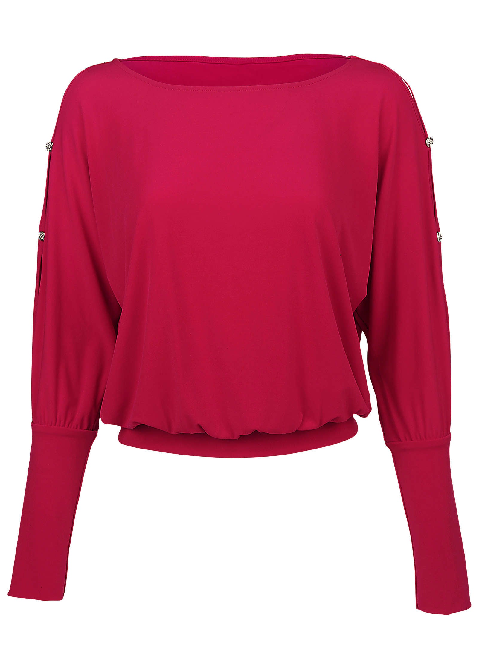 Bling Cold-Shoulder Blouse - Barberry | Venus Affordable