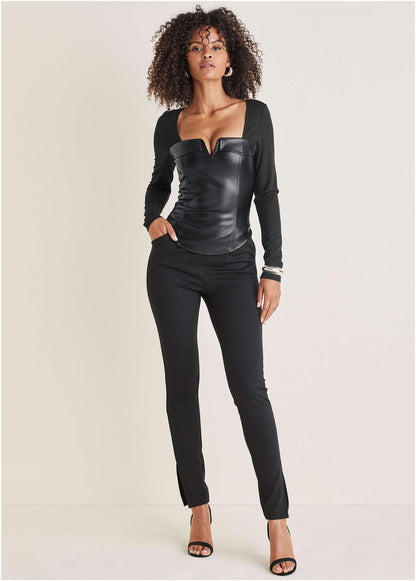Faux Leather Corset Top - Jet Black | Venus Great Deal