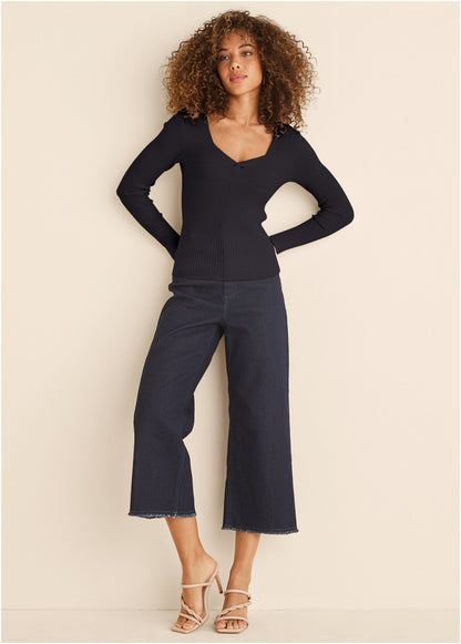 Long Sleeve Sweater - Jet Black | Venus Featured