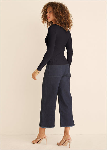 Long Sleeve Sweater - Jet Black | Venus Featured