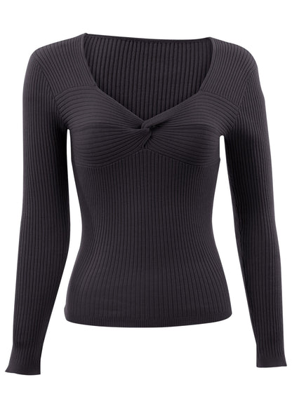 Long Sleeve Sweater - Jet Black | Venus Featured