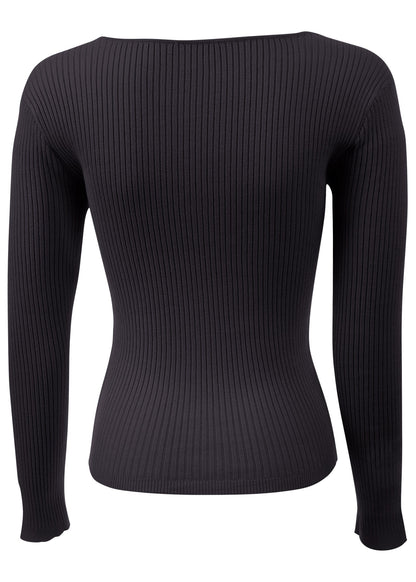 Long Sleeve Sweater - Jet Black | Venus Featured